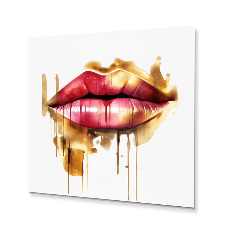 Red Lips of Luxury III - impression sans cadre sur métal, H 16 po x l 16 po x P 1 po
