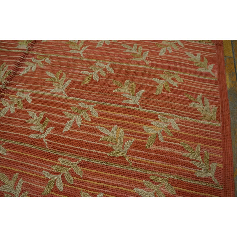 Hand Hooked Wool Floral Area Rug, Rectangle 6' x 9'