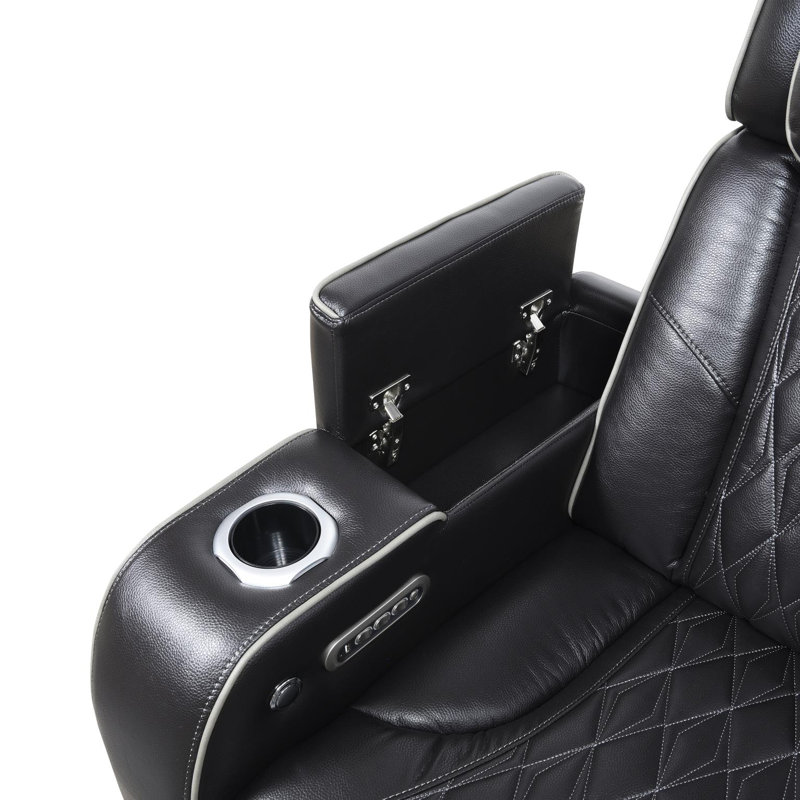Crossen Upholstered Power Reclining Home Theater Seat with Cup Holder