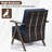2-Person Polyethylene (PE) Wicker Outdoor Lounge R-shaped Armchair with Blue Cushions-871623561