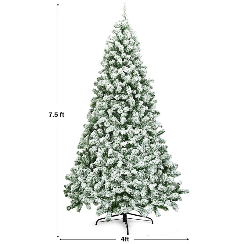 Arbre de Noël artificiel pin floqué, H 7,5 pi