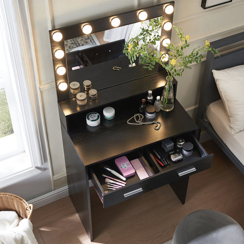 Dressing Table with Large Drawer, Black
