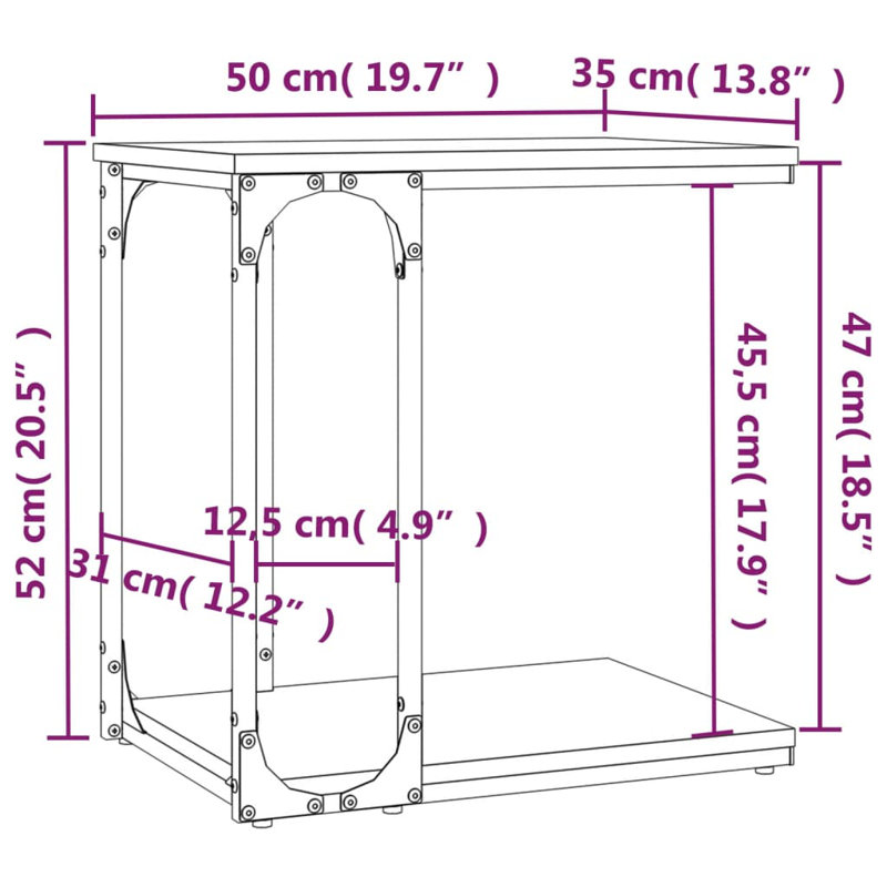 Digrazia Floor Shelf End Table, Sonoma Oak, Sonoma Oak/Black