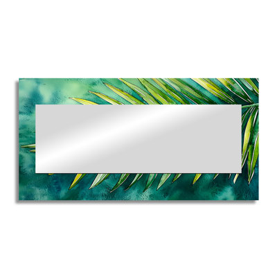 Green Tropical Safari Palms II - Palms & Palm Trees Mirror Wall Decor - Printed On Metal