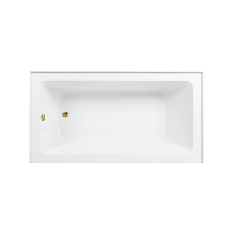Kingston Brass Aqua Eden 60-Inch Acrylic Rectangular 3-Wall Alcove Tub, Hand Drain, Polished Brass, Left