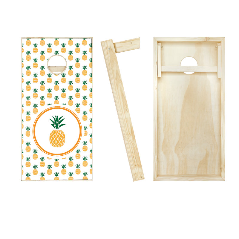 24" x 48" Pineapple Solid Wood Cornhole Sets with Bags, Red/Yellow