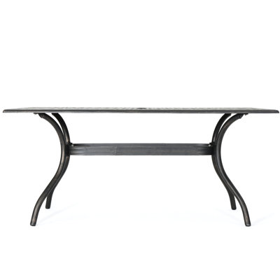 Finition en cuivre brillant 68 "Table rectangulaire en aluminium coulé pour table de patio, amélioration