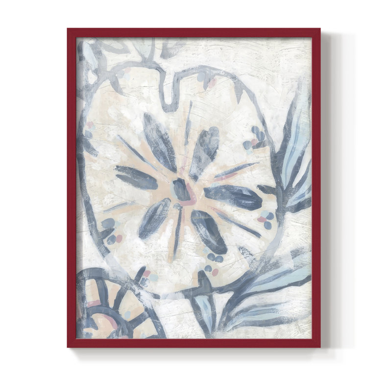«Beach Shell Fresco I», reproduction encadrée - bois massif, H 21 po x l 17 po, Rouge