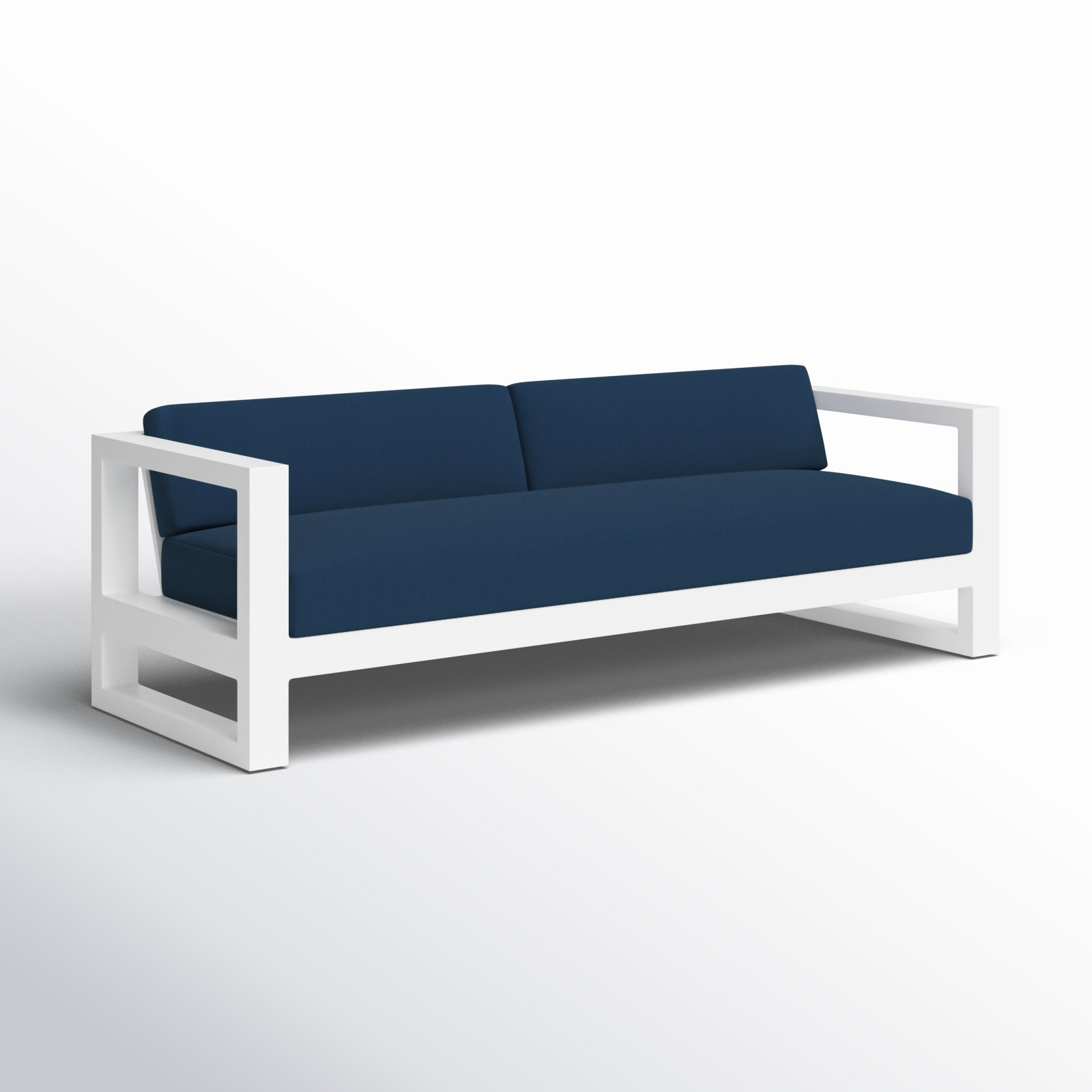Camela 89.96'' Wide Straight Aluminum Patio Sofa with Sunbrella® Cushions, Spectrum Indigo Sunbrella®