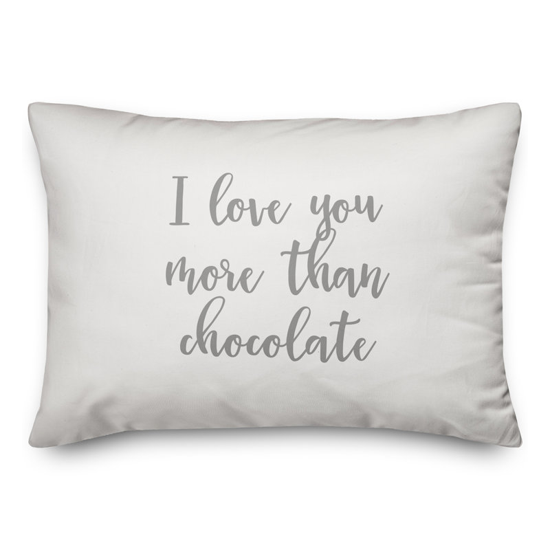  Coussin décoratif I Love You More Than Chocolate, Gris / blanc