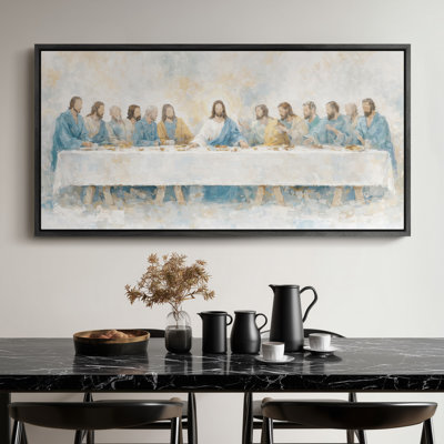 The Last Supper Religious Scene with Jesus and Apostles Framed Print Wall Art