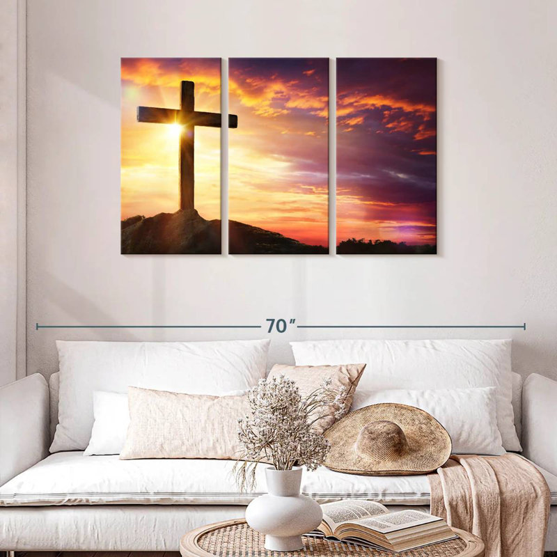 Adella Sunset With Cross, 28" H x 45" W