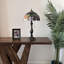 Bernhilde Tiffany Table Lamp Red Orange Stained Glass Rose Flowers LED Bulbs Included H22"