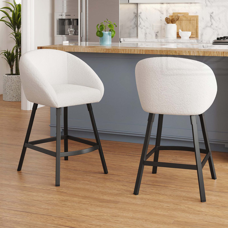 Ensemble de 2 tabourets de bar, tabouret de bar rembourré avec dossier, tabourets de bar à hauteur de comptoir de 27 pouces de hauteur pour îlot de cuisine