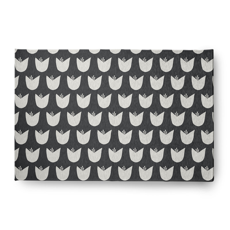 Tapis en chenille simple à motif tulipe printanier, Rectangle 4 pi x 6 pi