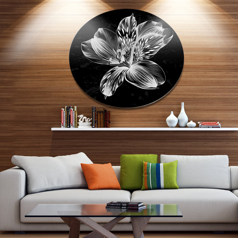 «Beautiful Monochrome Alstroemeria Flower», impression sur métal, H 23 po x l 23 po