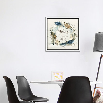 Feather Home Nest by Carol Robinson - Floater Frame Print on Canvas