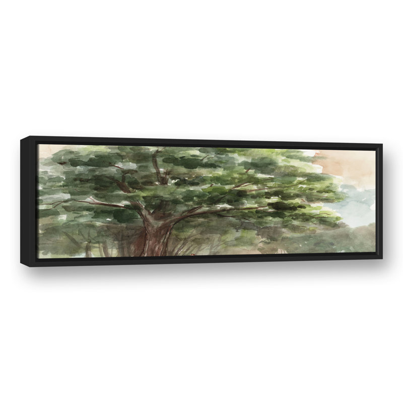 Arbre pastoral sur toile, H 13,75 po x l 37,75 po x P 1,75 po, Cadre flottant noir