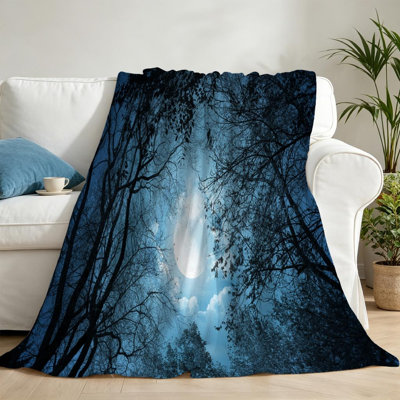 Jeté transparent en flanelle de polaire ultra douce, imprimé recto clair de lune
