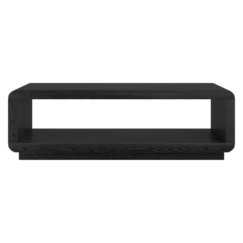 Lonni 47" Wide Rectangular Coffee Table in Black Grain, Black Grain