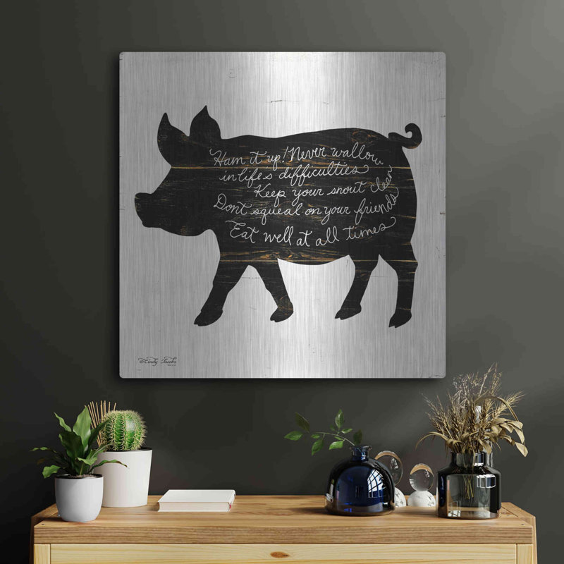 «Pig Ham It Up» par Cindy Jacobs sur métal, H 24 po x l 24 po