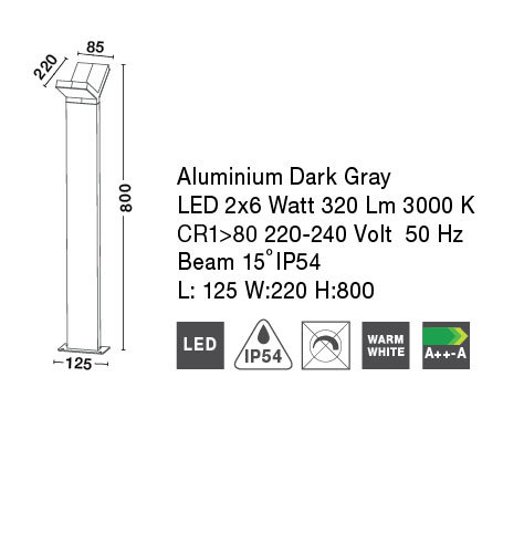 Dark Grey Integrated LED Aluminium Pathway Light