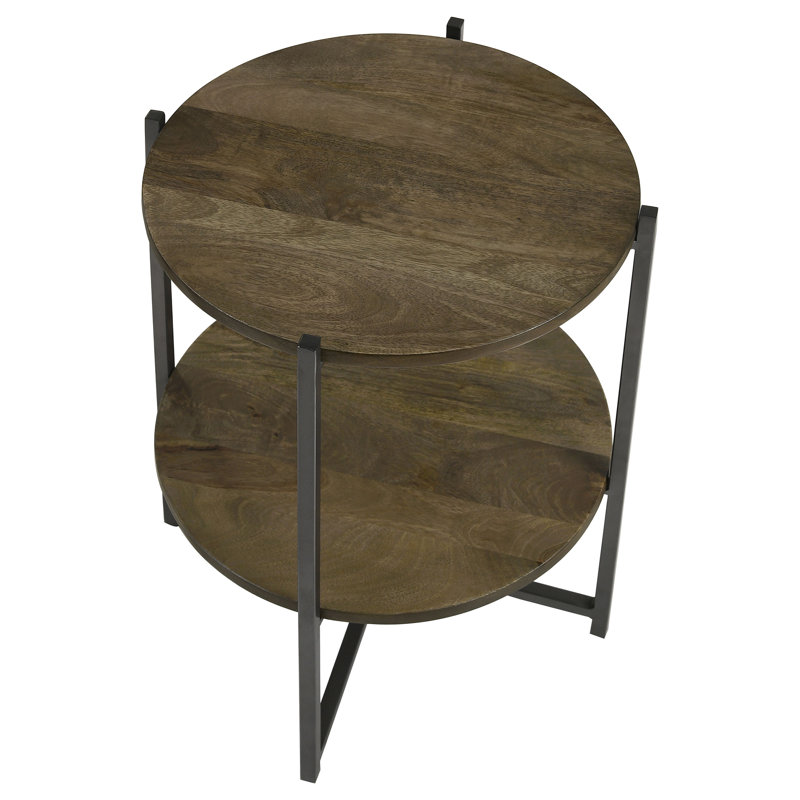 Axel Round Accent Table With Open Shelf Natural