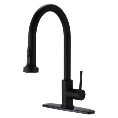 Matte Black Pull Down Kitchen Faucet With Stainless Steel Construction, Soap Dispenser, Scratch & Rust , 360 Swivel Spout, 1.8Gpm Flow Spray And Scratchproof Rustproof, Rotatable
