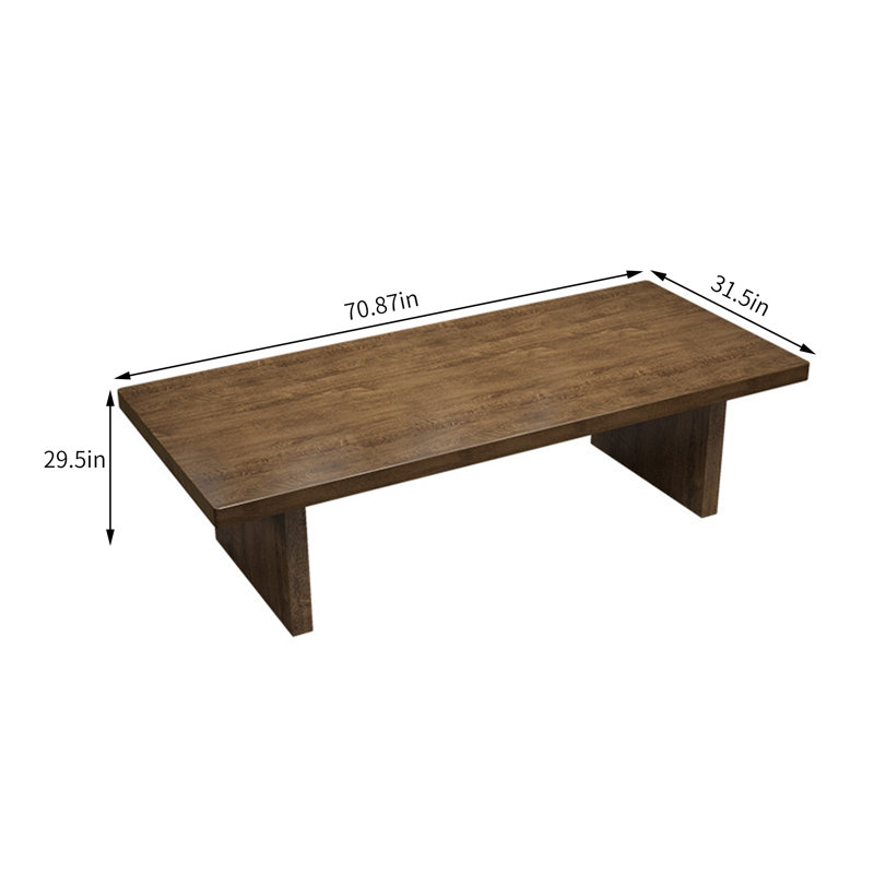 Table de conférence simple en bois massif brun foncé, 29.5" H x 70.87" L x 31.5" D