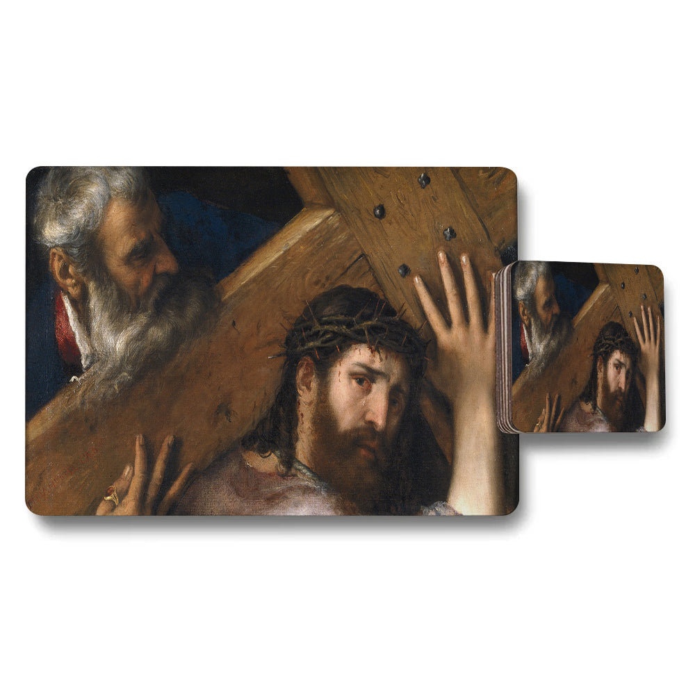 Christ Carrying The Cross Placemats And Coasters Set Artwork
