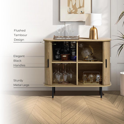 Aria 2-Door Accent Cabinet with Slatted Tambour Doors