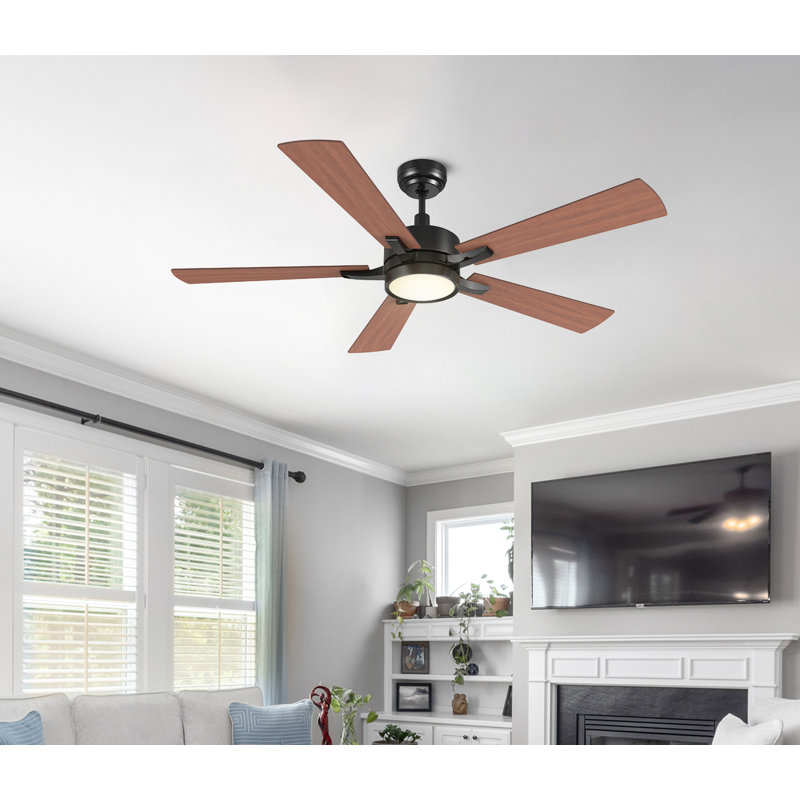 Briyan 52'' Ceiling Fan with LED Lights,  Dark Walnut/Wooden