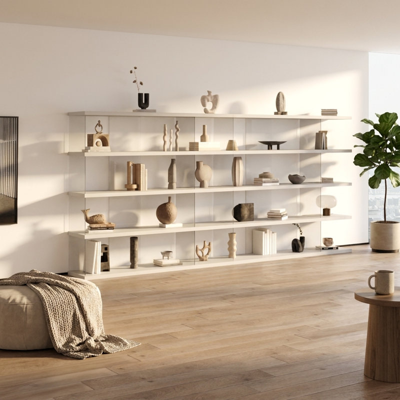 Matana 141.8" Bookcase with Matte Finish, White