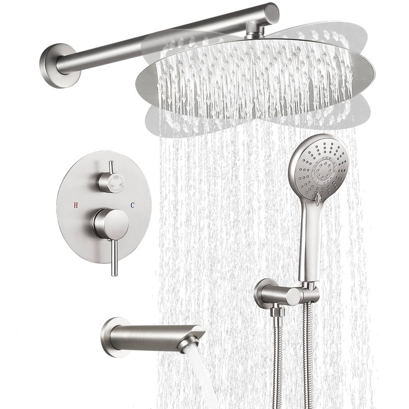 Dome shaped complete shower system, Brushed Nickel