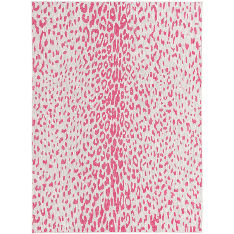 Tapis de safari d'extérieur rose et gris, L 43,5 po x L 64 po