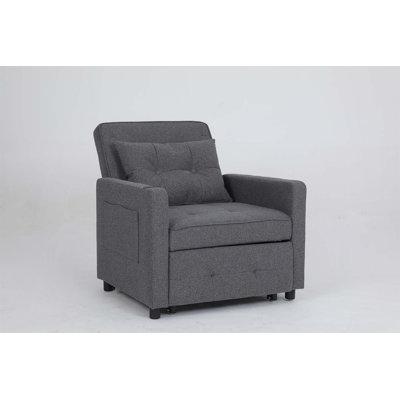 Convertible Chair Bed Pull Out Sleeper Chair Beds, Single Sofa Bed With Usb Ports, Side Pocket by Latitude Run