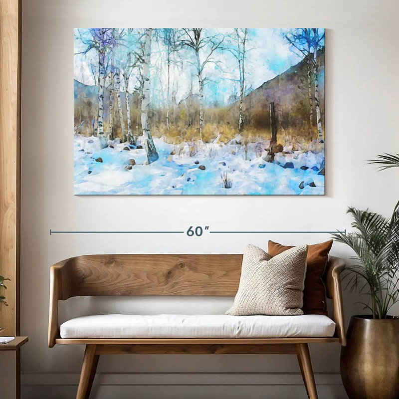 Harnek Winter White Trees, 34" H x 51" W