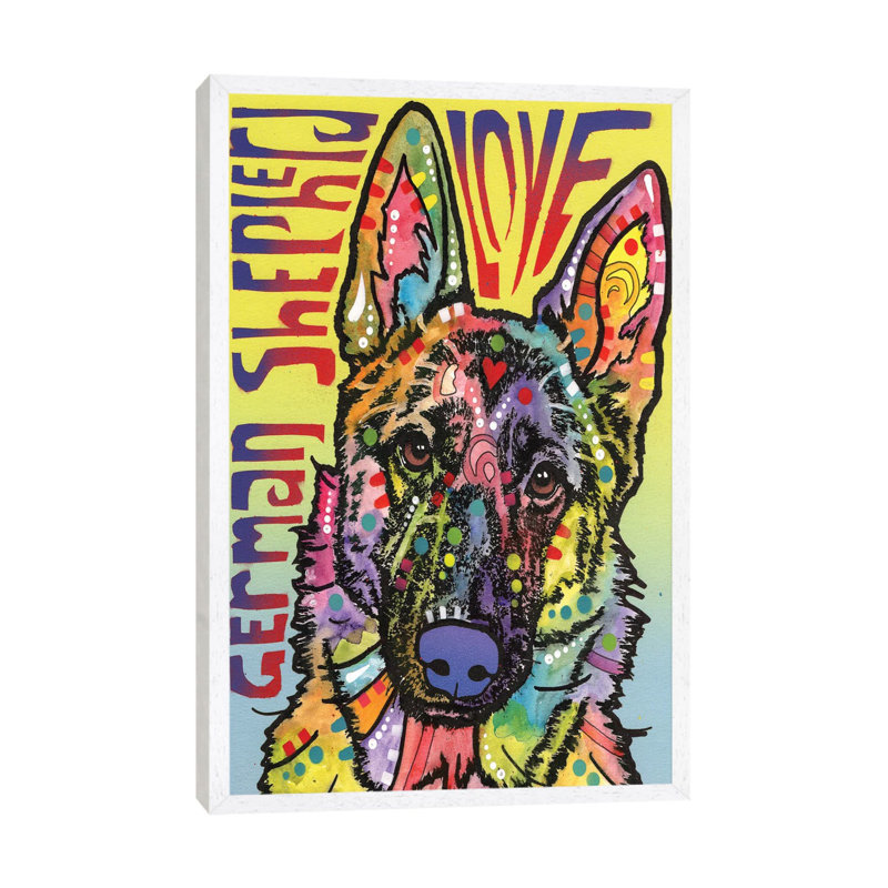 German Shepherd Love by Dean Russo - Gallery-Wrapped Canvas Giclée on Canvas, White Framed, 152.5 cm H x 101.5 cm W