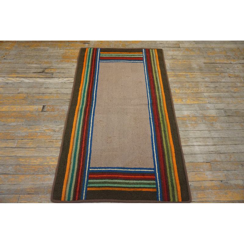 Vintage American Hooked Mid Century Modern Rug