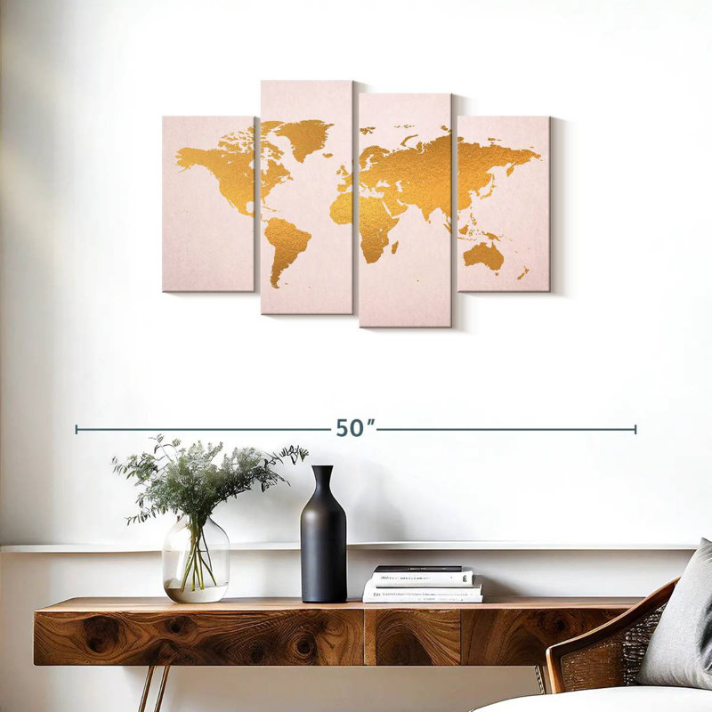 Aliaz Gold On Pink World Map