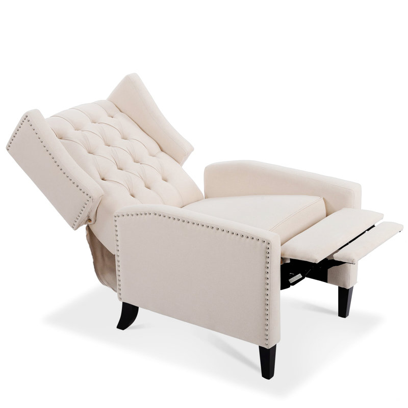 Chaise d'appoint, chaise capitonnée pour le salon, Tissu beige