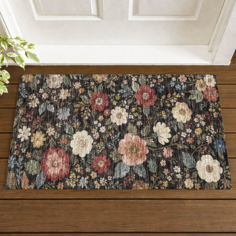 Machine Washable Indoor/Outdoor Chantille ACN2942 Floral Rug, 1'8" x 2'6"