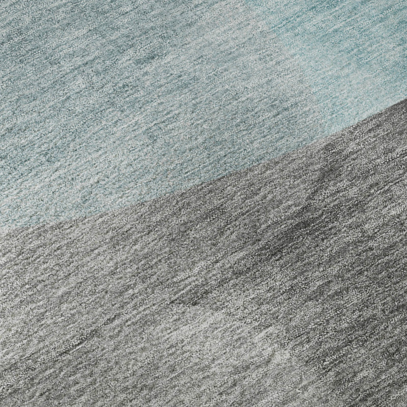 Premium Machine Washable Mayfield AMF2121 Blocks Rug, Teal, 8' x 10'