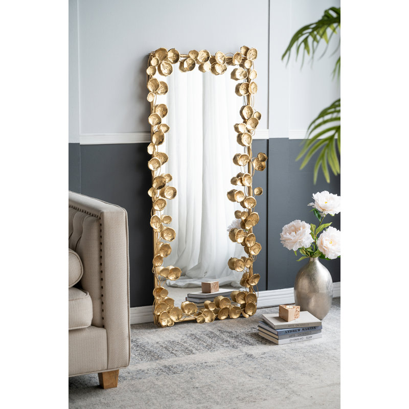 Miroir pleine grandeur 61 po x 31 po avec détails feuille d'or