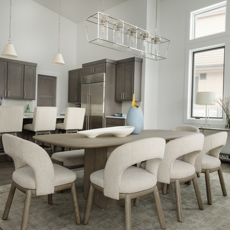 Luka 96" Modern Wood Dining Table in Dusted Stone Brown Finish with Clean Lines