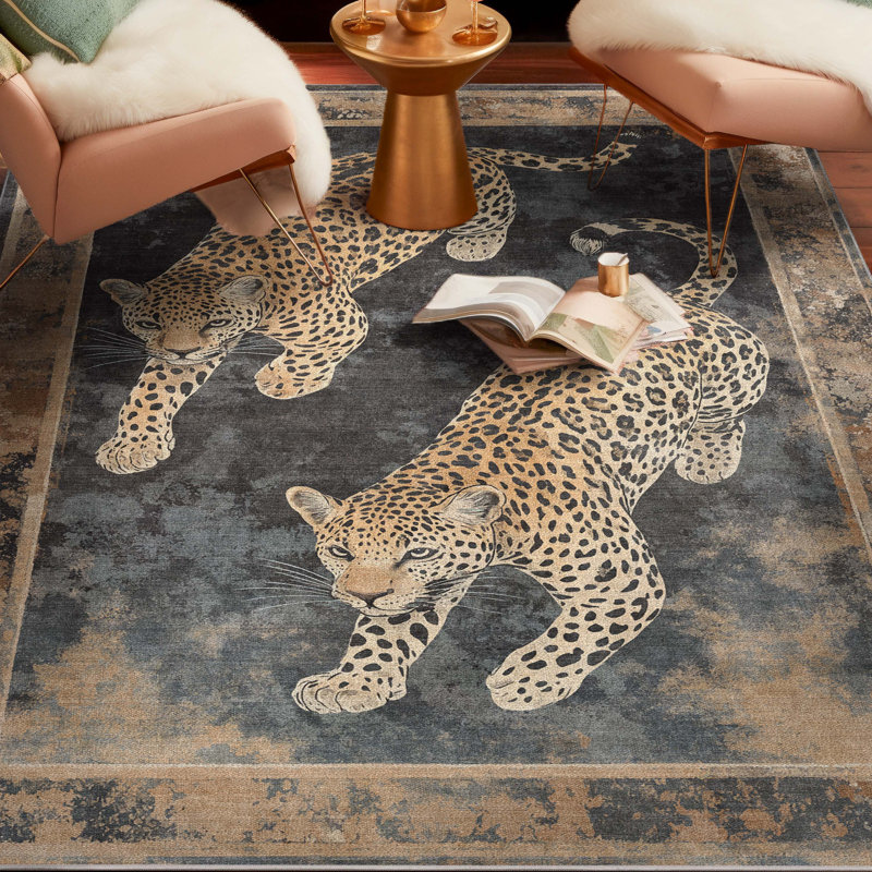  Tapis moderne gris anthracite Apollo Leopard’S Reverie, Rectangle 5 pi 3 po x 7 pi 3 po 