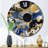 Abstract Pattern With Blue & Golden Textures XXIII Metal Wall Clock-93380751