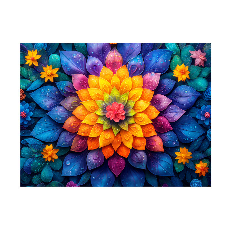 Doron David Vibrant Mandala Canvas Art, 35" H x 47" W