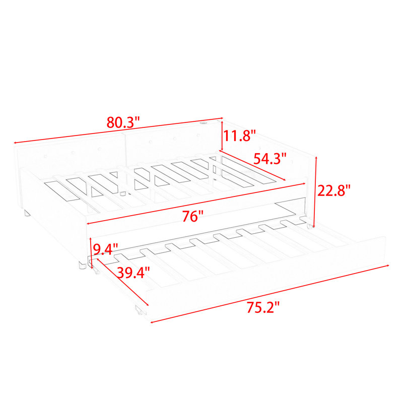 Lit plateforme tapissier Bruster, Double