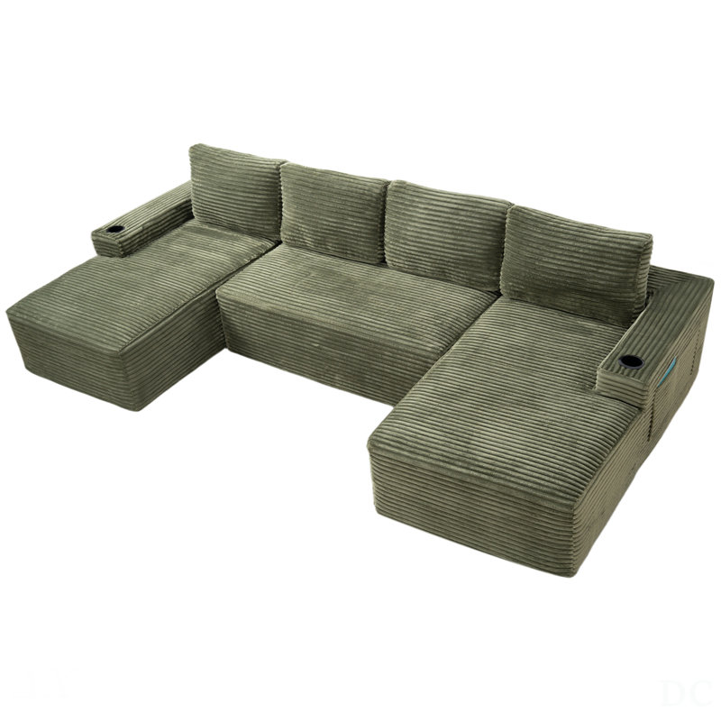 Ensemble de canapé modulaire compressible en forme de U, canapé modulaire de style minimaliste, canapé en tissu velours côtelé pour le salon